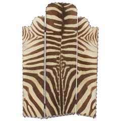 Vintage Art Deco Three-Panel Burchell Zebra Hide Screen