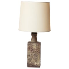 Lampada da tavolo alta in terracotta a forma di vortice di colore grigio intenso - Francia, anni '70