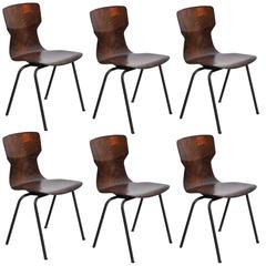 Set of Six Pagholz Streamlined Stacking Chairs