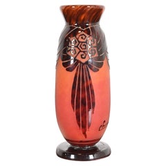 Vaso in vetro a cammeo Art Deco di Charles Schneider per Le Verre Français, anni '20
