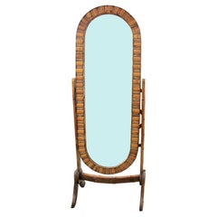Mid-Century French Bamboo Cheval Mirror, 1960s