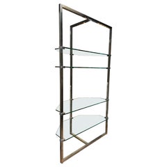 Grande étagère d'angle réglable en verre chromé de Peter Ghyczy