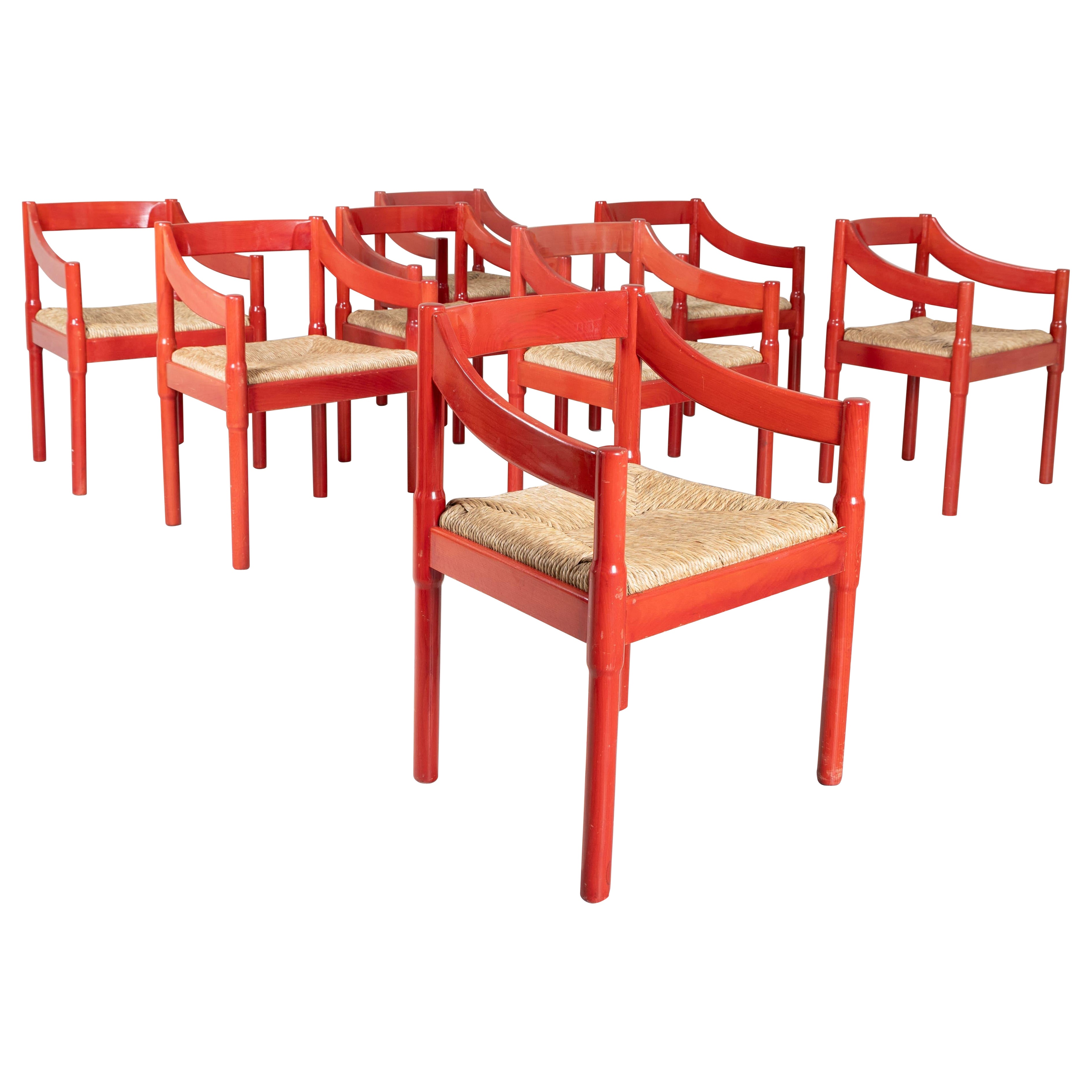 Carimate 8-chair set, Vico Magistretti, Cassina, 1959