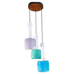 Hängeleuchte mit farbigem Glas, 1960