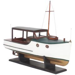 Vintage Folky Wood Model of a Cabin Cruiser