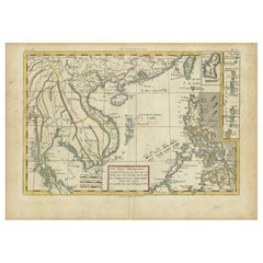 Antique Bonne Map of Philippines, Formosa, Siam, Indochina & South China, 1780