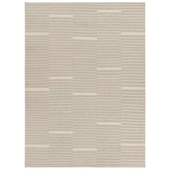 Kilim contemporain de Rug & Kilim, beige et taupe avec bandes blanches texturées