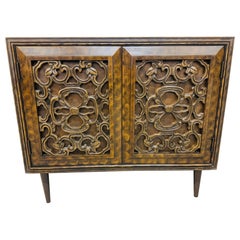 Mid-Century Modern Carved Burled Wood Bachelor Chest