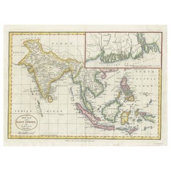 Antique 1782 Map of the East Indies – India, Siam, Philippines, Java, Borneo, Ganges