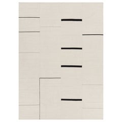 Rug & Kilim’s Contemporary Kilim, Cream White with Black Stripes