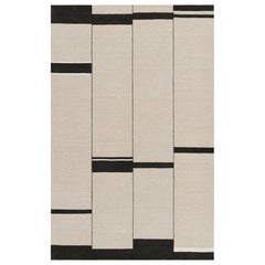 Kilim contemporáneo de Rug & Kilim, topo con rayas de textura blanca y negra