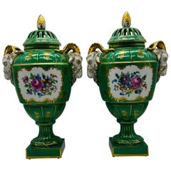antique porcelain ram head vases Dresden Potchappel