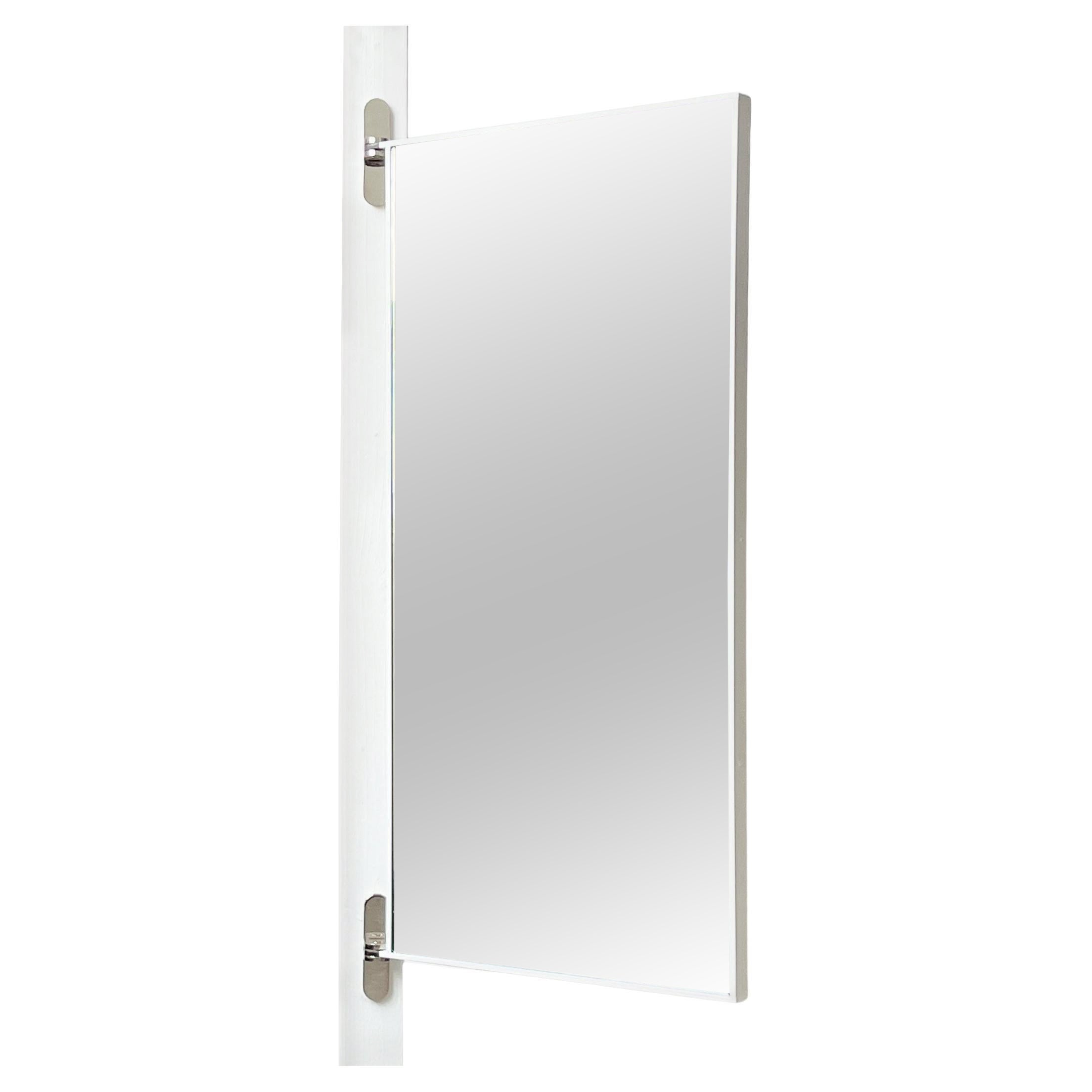 Porta Rectangular Wall Mirror with Hinges and White Minimalist Frame