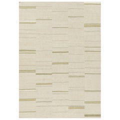 Rug & Kilim's Contemporary Kilim with Textural Beige, Cream and Gold Stripes (Kilim contemporain avec des rayures texturées beige, crème et or)