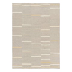 Rug & Kilim's Contemporary Kilim with Textural Taupe, Cream and Gold Stripes (Kilim contemporain avec des rayures texturées taupe, crème et or)