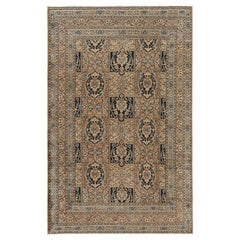 Antiker Khorassan Perserteppich, Kamel und dunkelblaue Blumenmuster - Rug & Kilim