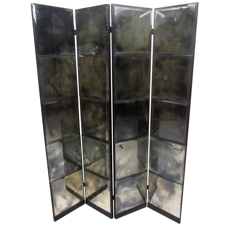 Unique MidCentury Mirrored Room Divider at 1stdibs