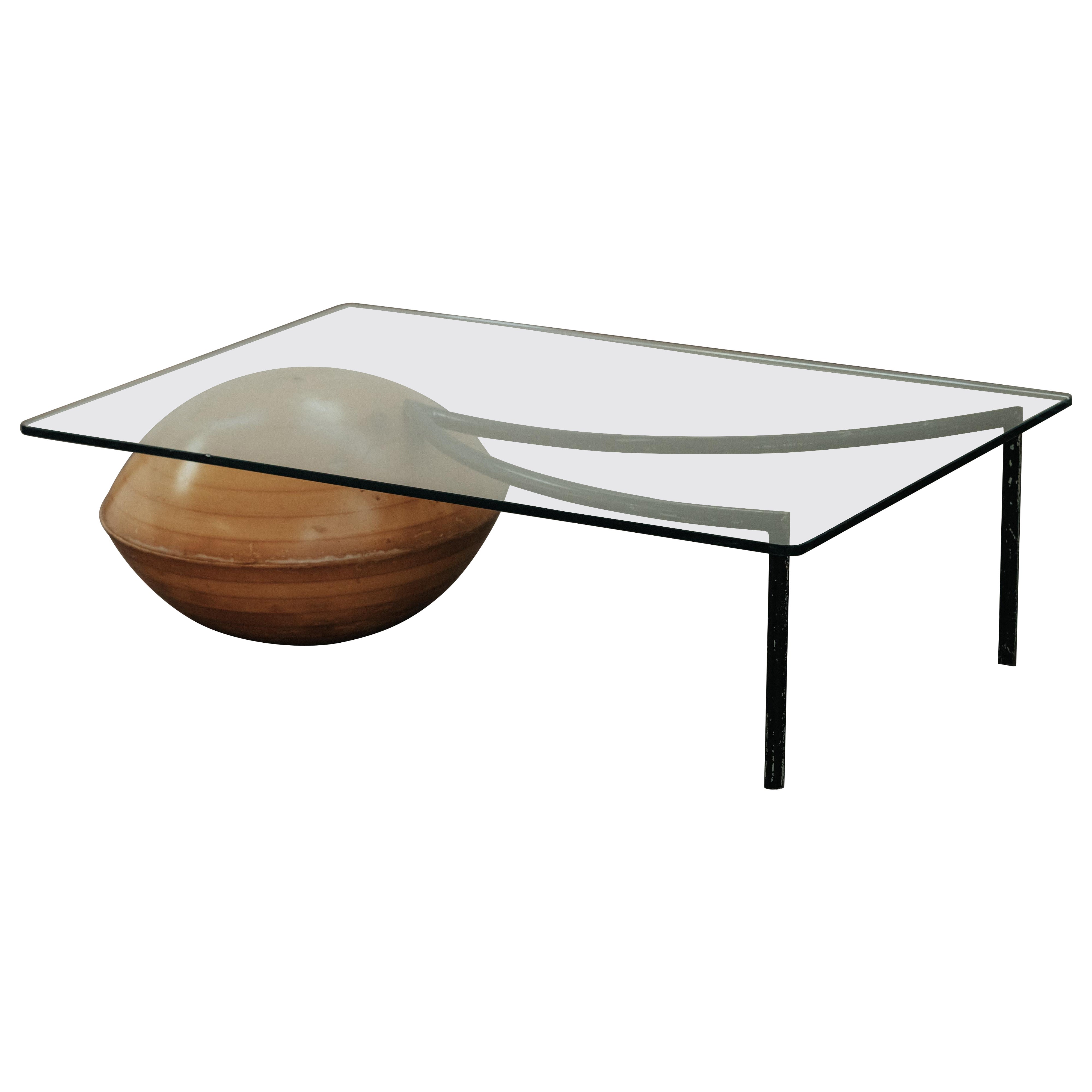 Mesa de centro geométrica vintage de cristal, Francia, circa 1960