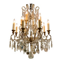 French crystal beaded chandelier with twelve lights