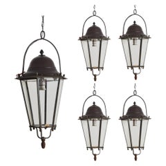 5 Italian, Tagliafico, Large Brass & Iron Domed Top Lanterns, 20th century