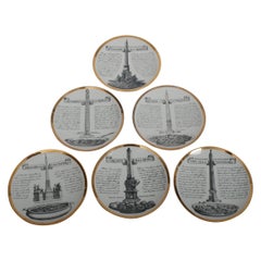 Set of six Fornasetti 'Specialita Romane' recipe plates c1950
