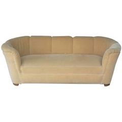 Sofa Curved Mohair Vintage Style of Ward Bennett Mid-Century Modern Channel Back