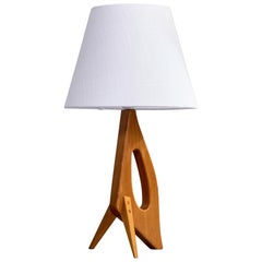 Schwedische Designerin, Tischlampe, Teakholz, Schweden, 1950er Jahre