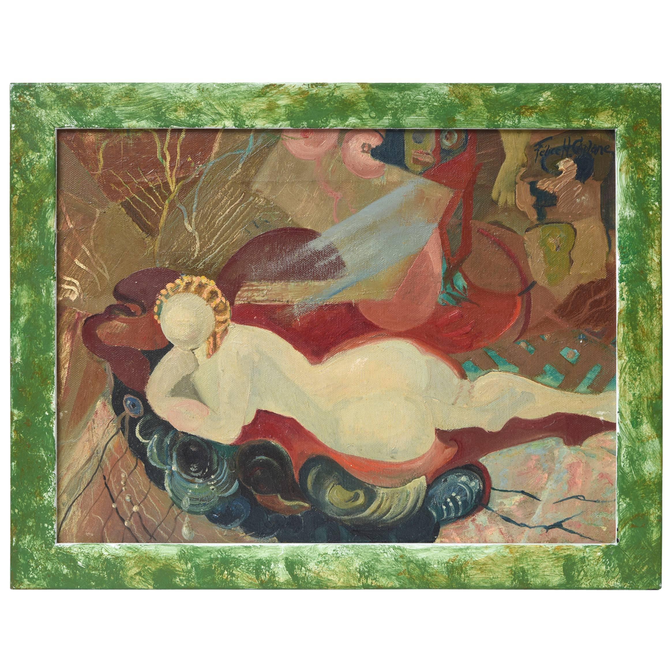 Mid-20th Century Female Nude Oil Painting by Felice H. Caplane, American