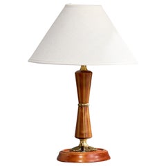 EOS, Table Lamp, Wood, Brass, Sweden, 1950s