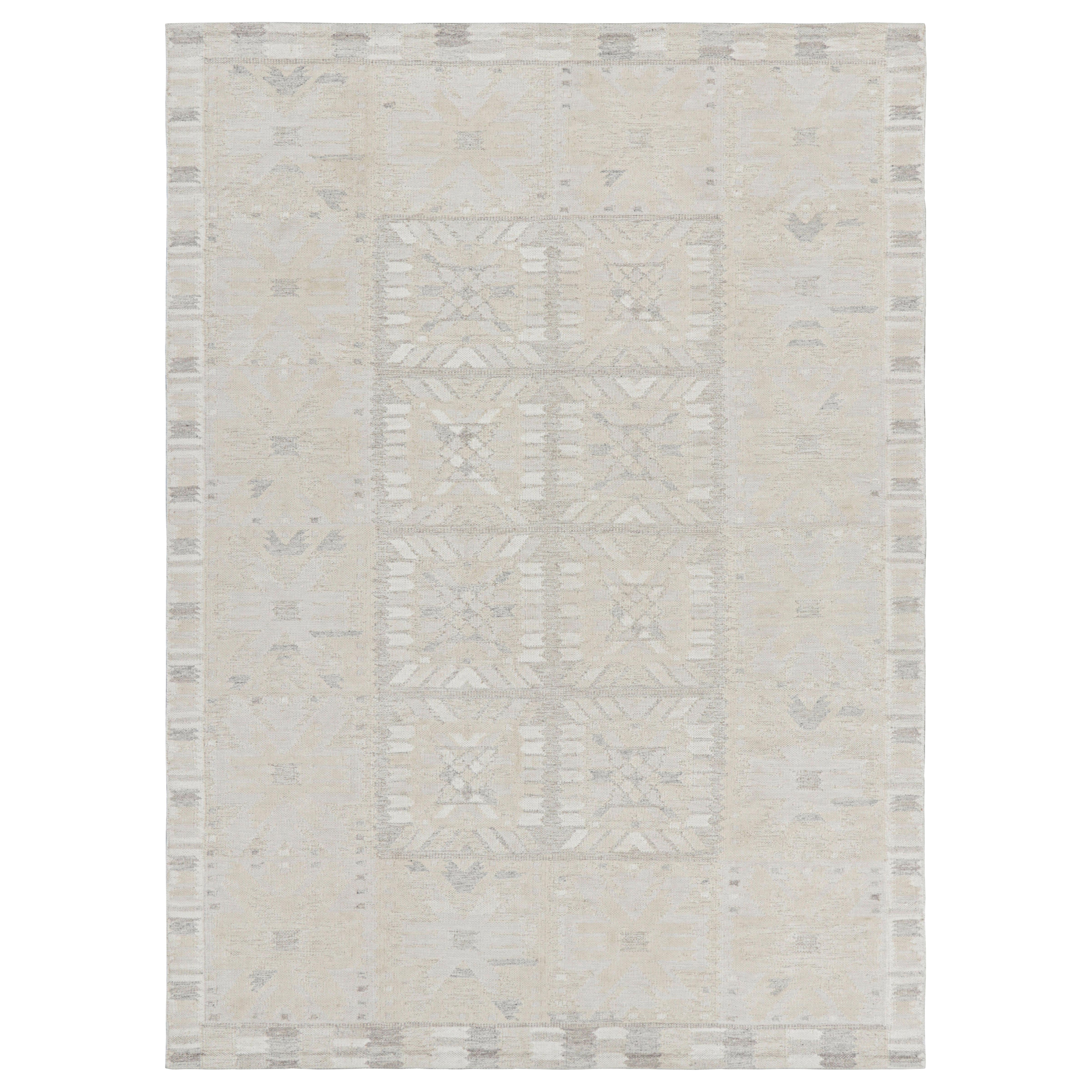 Rug & Kilim’s Scandinavian Style Rug with Cream and Beige Geometric Patterns