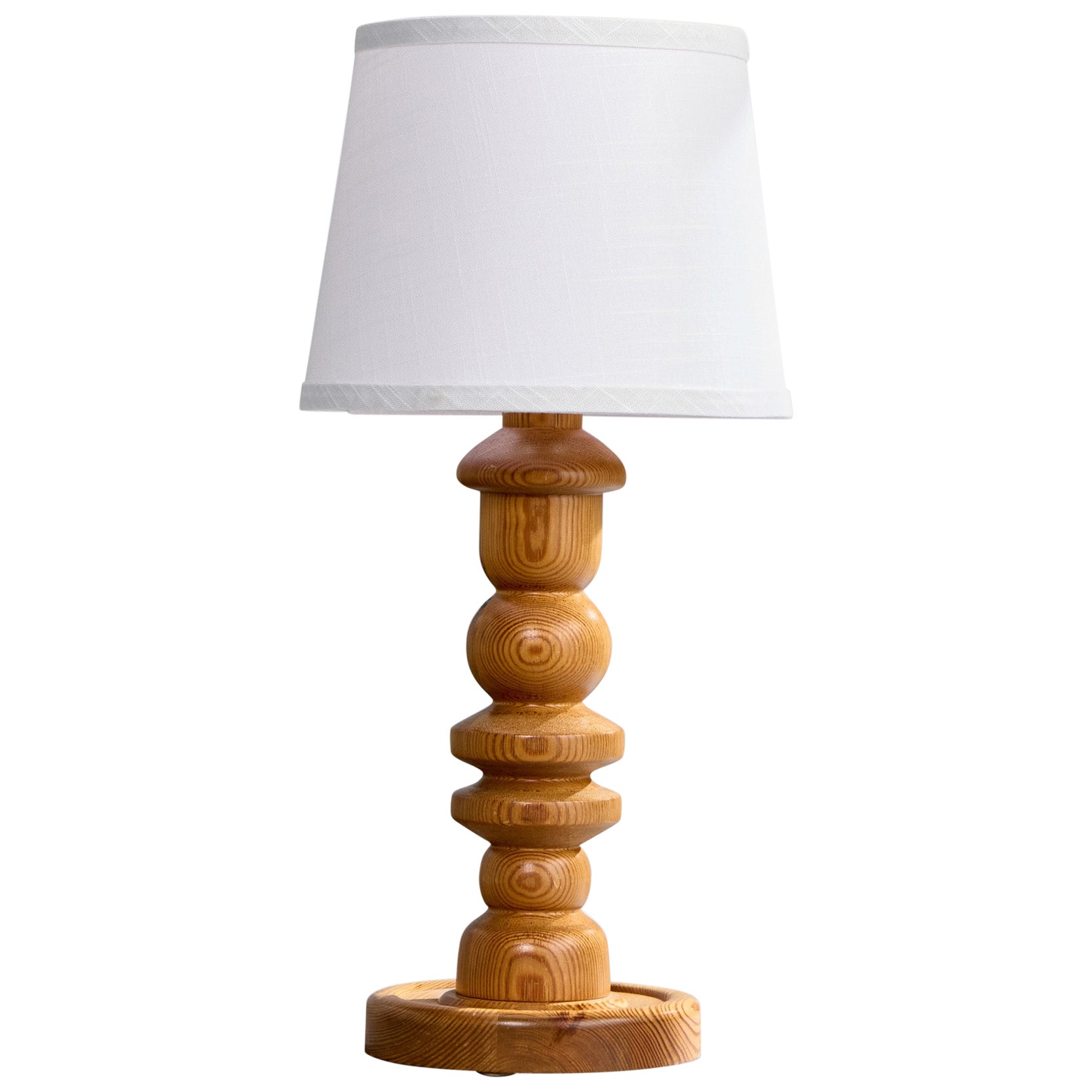 Schwedische Designerin, Tischlampe, Kiefernholz, Schweden, 1970er Jahre