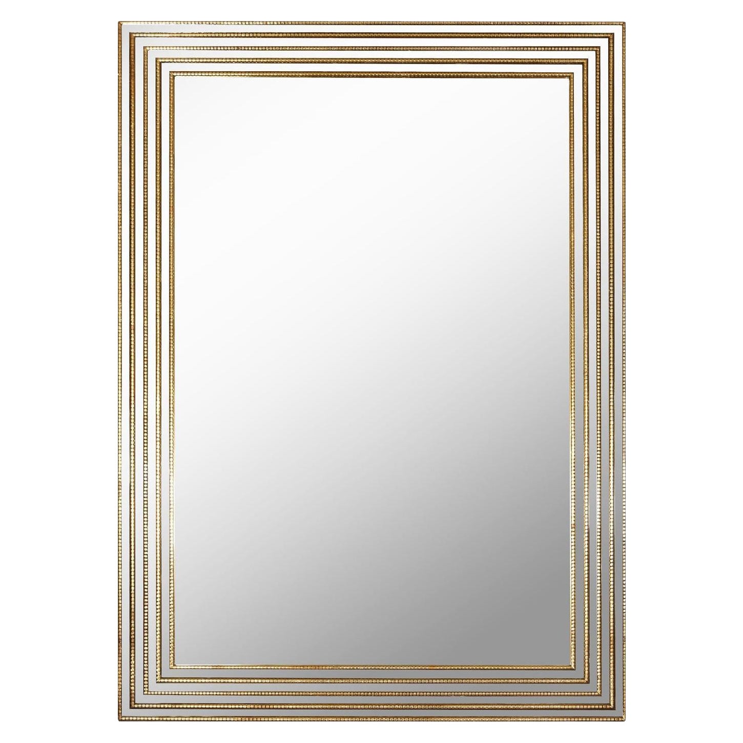 Miroir vintage à quadruple cadre en bois doré perlé en vente