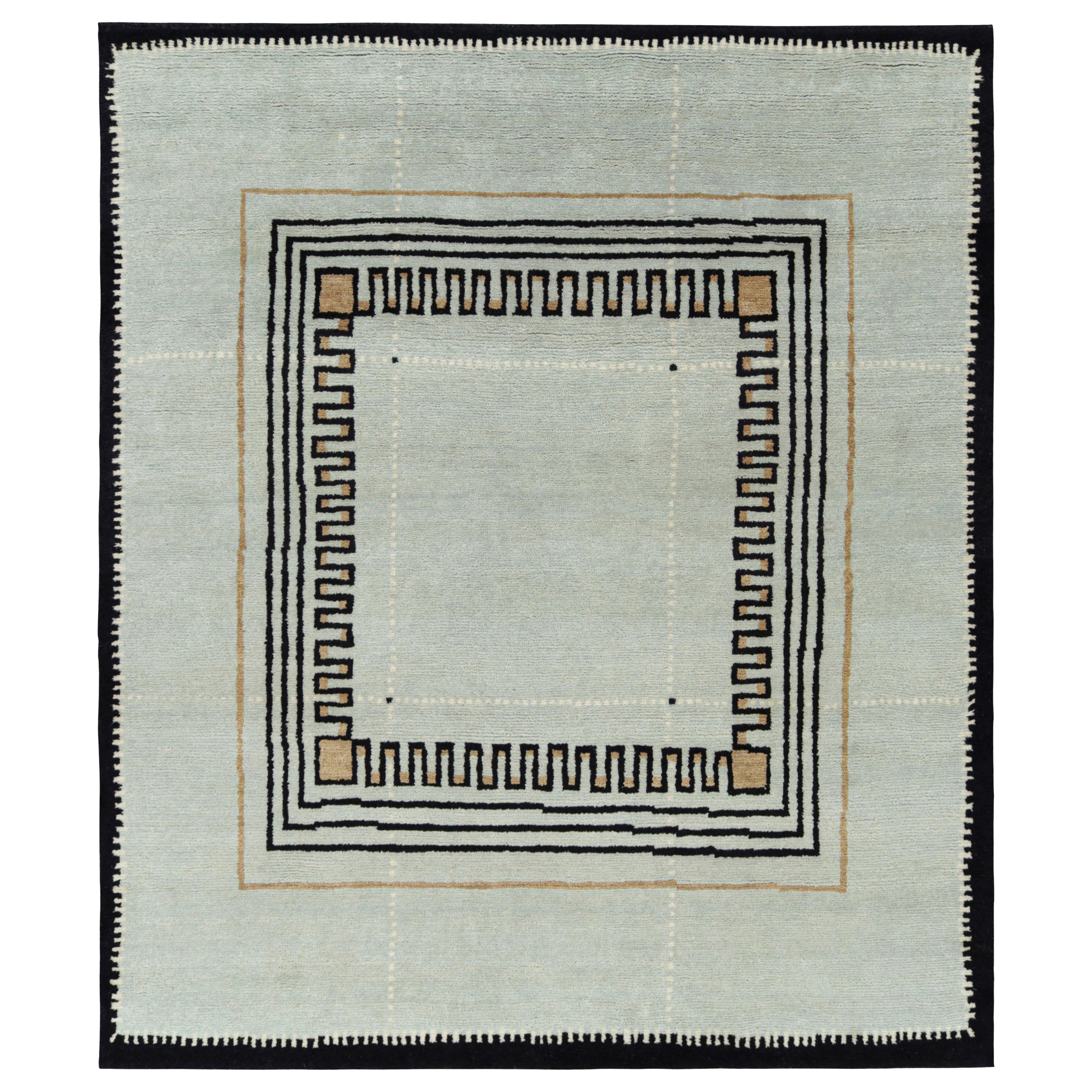 Tappeto moderno in stile Art Deco di Rug & Kilim, blu e nero con motivi geometrici