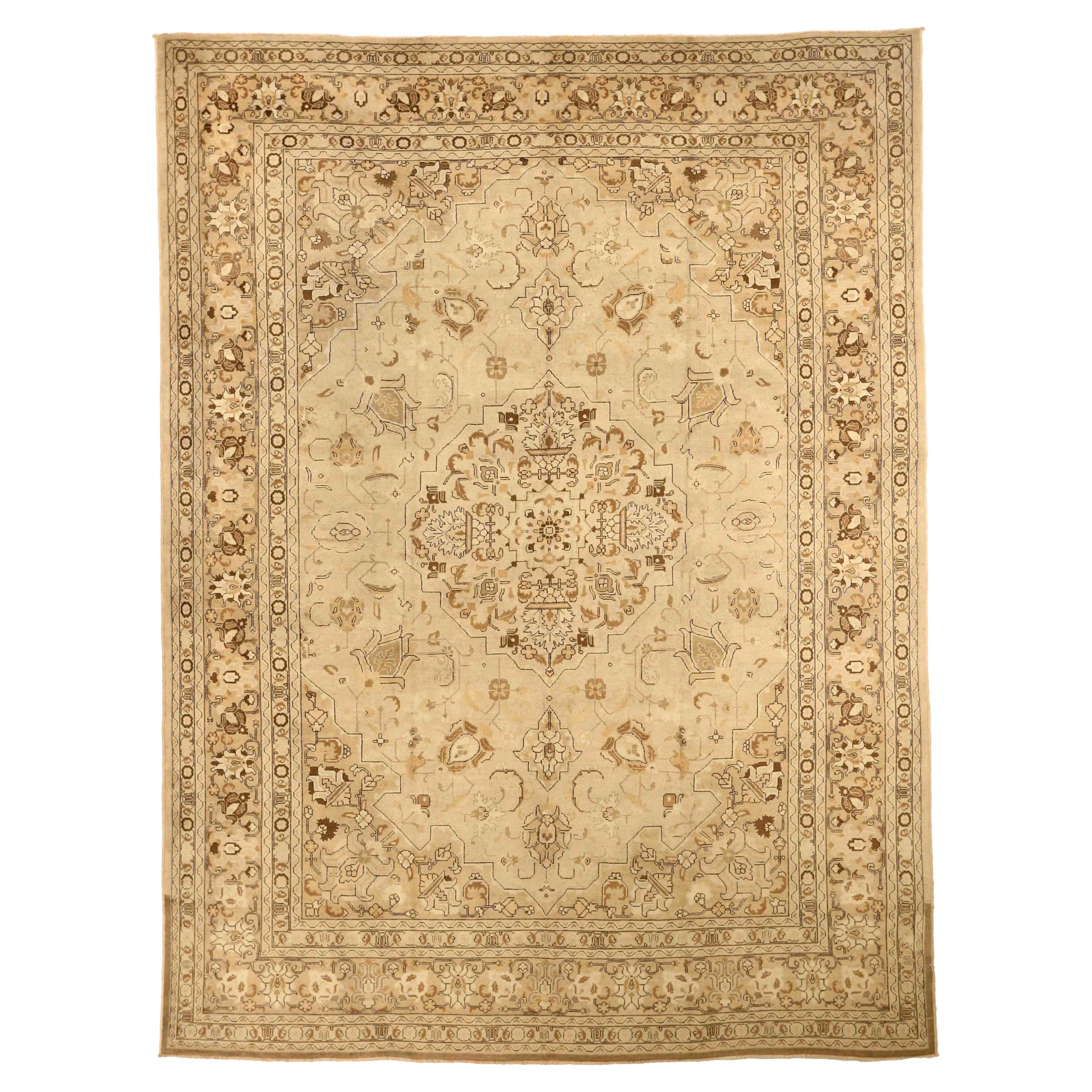 Persische Täbris Teppiche - Wolle Braun Elfenbein Taupe Design - 75860
