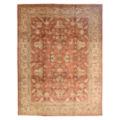 Tapis de Tabriz en laine vert ivoire rouge motif persan - 75867