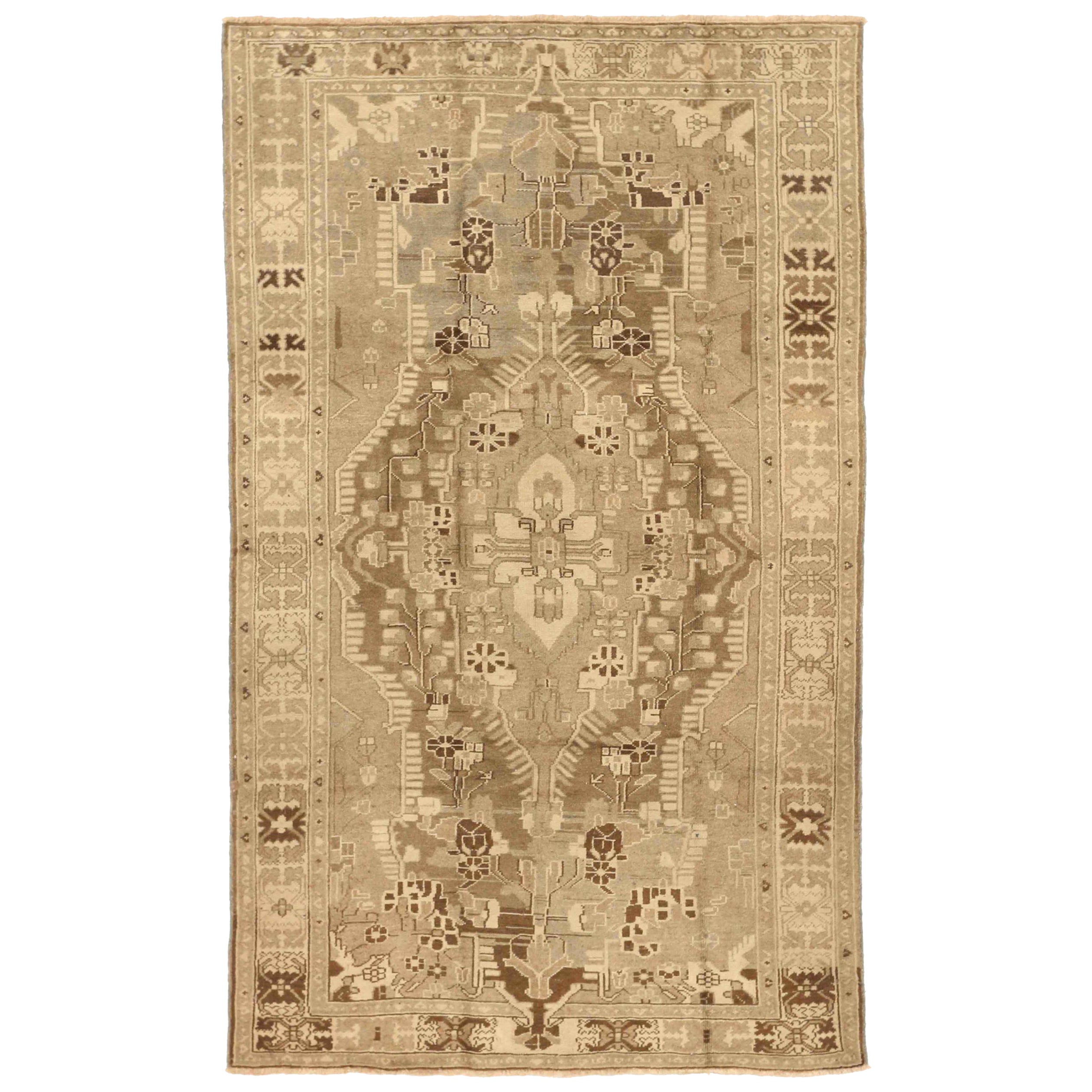 Tappeto persiano Saveh Small - Lana Marrone Avorio Design - 75836