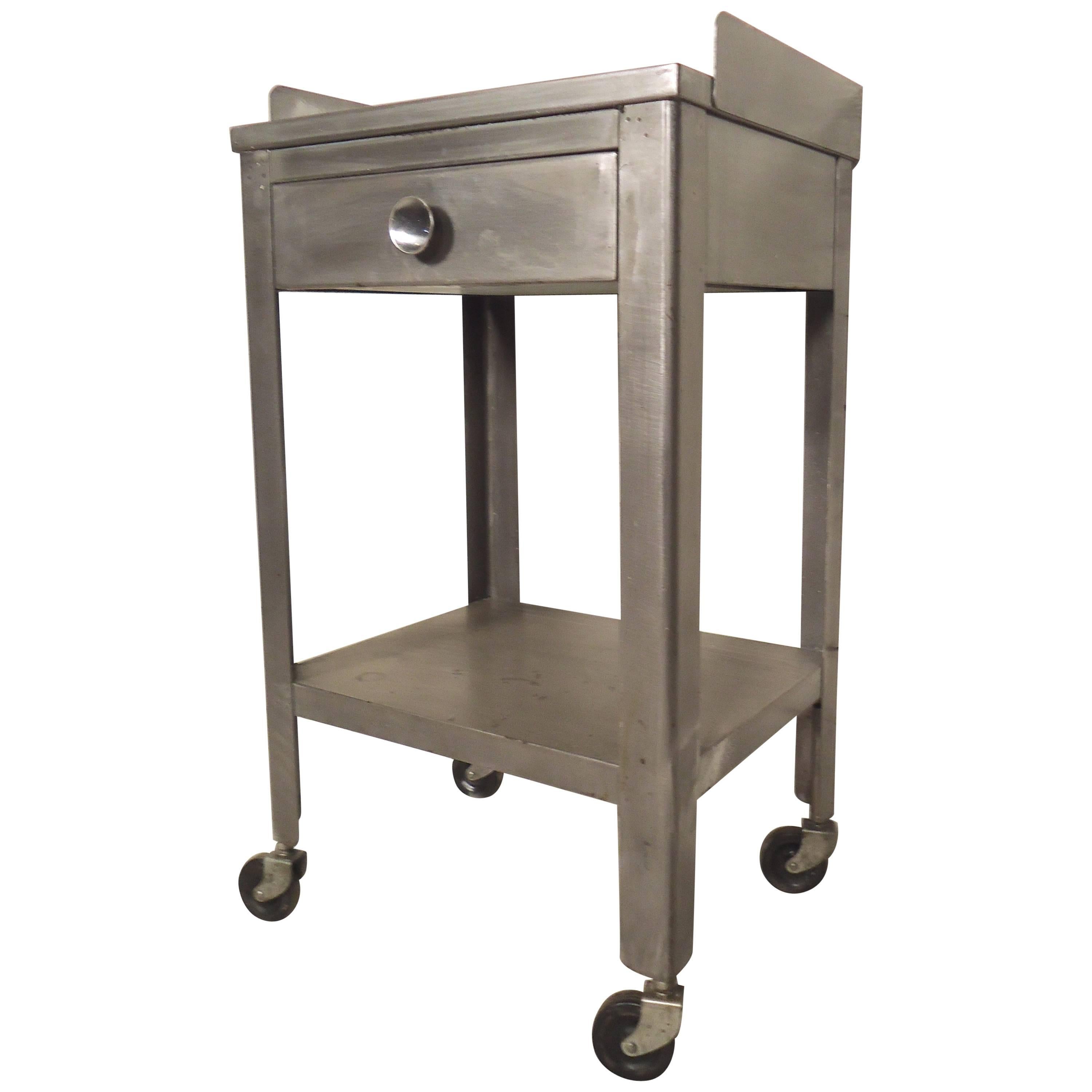 Rolling Metal Side Table