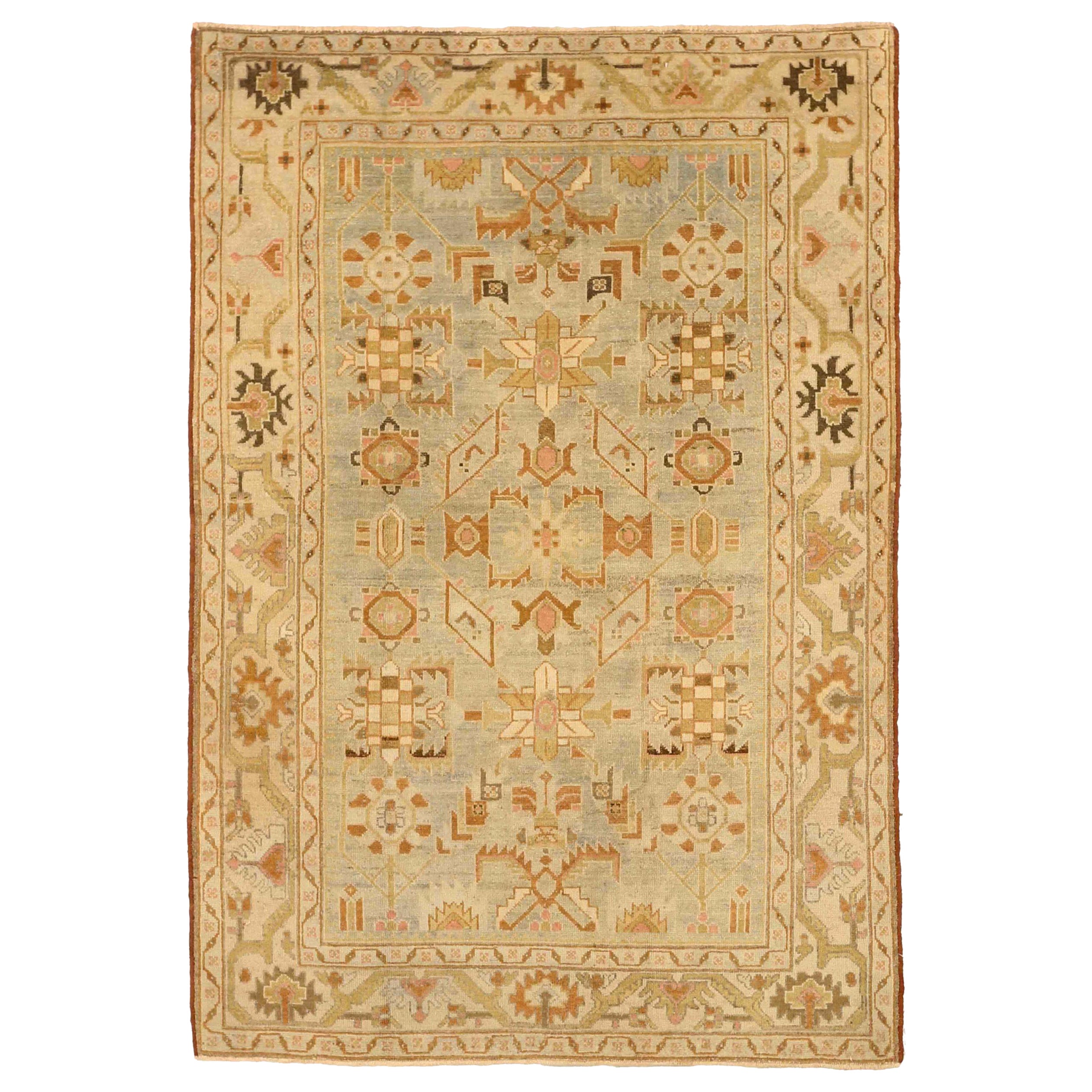 Persischer Malayer Kleiner Teppich - Wolle Blau Braun Grün Elfenbein - 75733