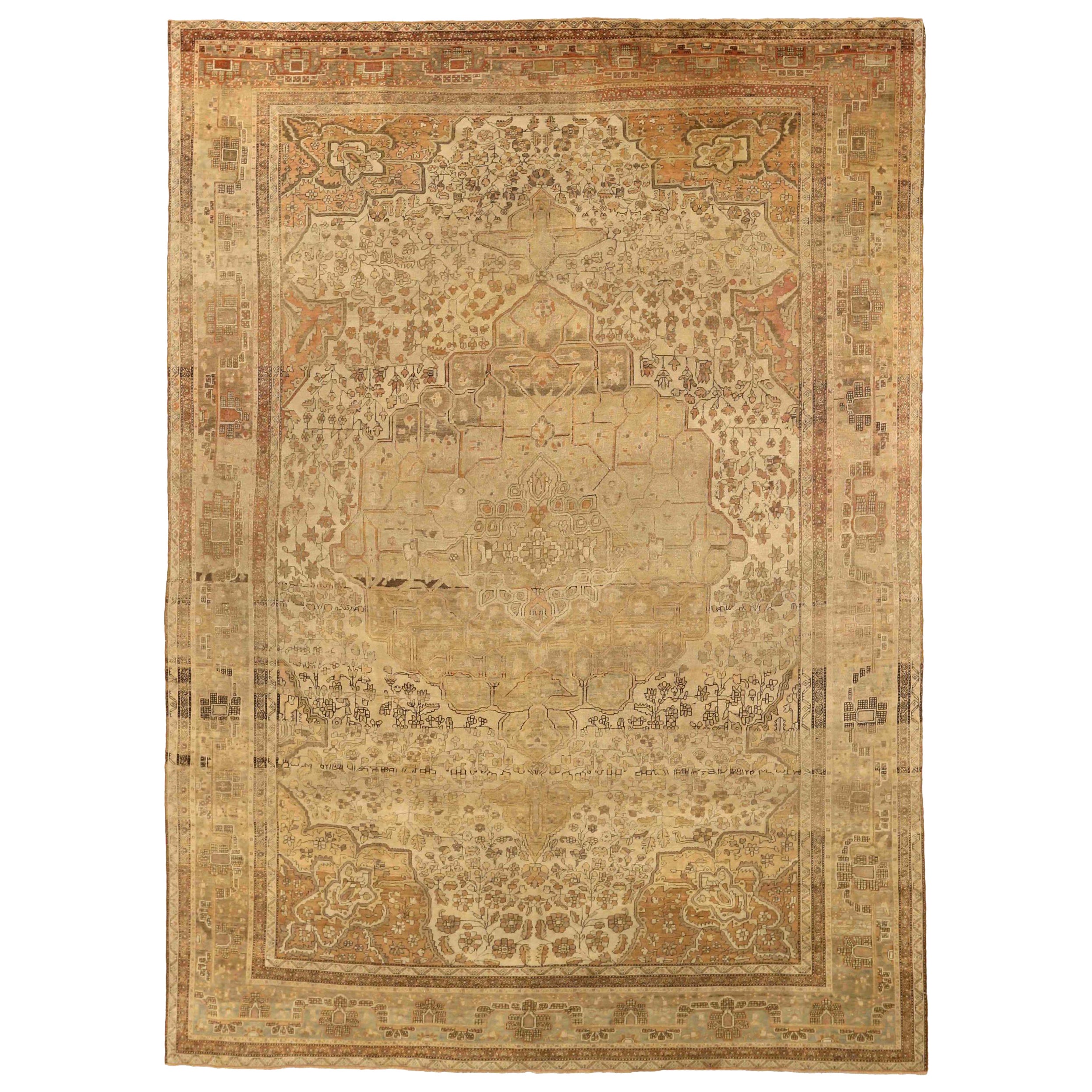 Alfombras Persas Farahan - Lana Marrón Marfil Diseño Rosa - 75848