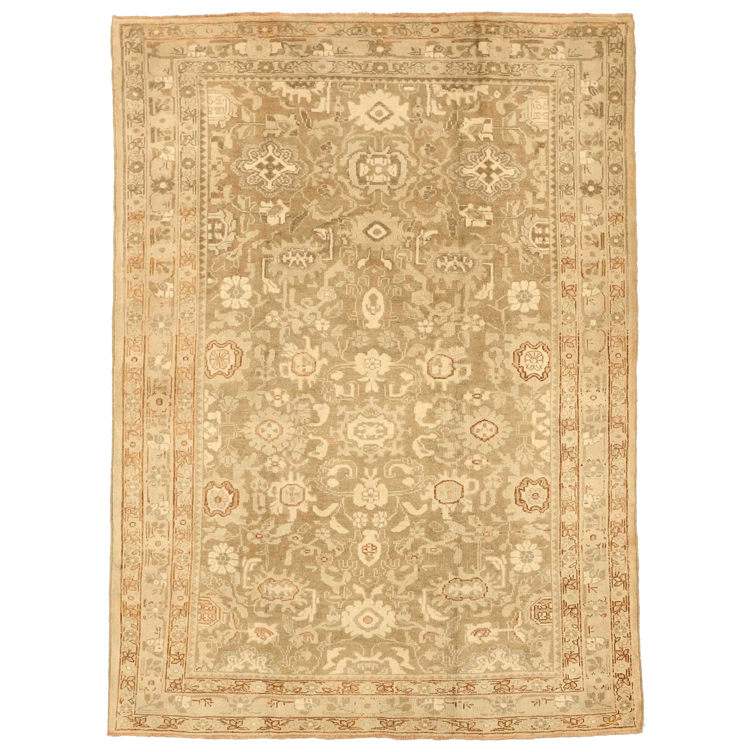 Persian Hamadan Small Rug - Wool Brown Ivory Taupe Design - 75734