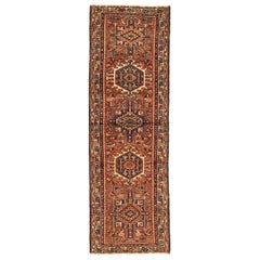 Persischer Gharajeh Läufer Teppich - Wolle Braun Elfenbein Rot Design - 75736
