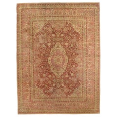 Persian Mashad Area Rugs - Wool Ivory Pink Red Design - 75857