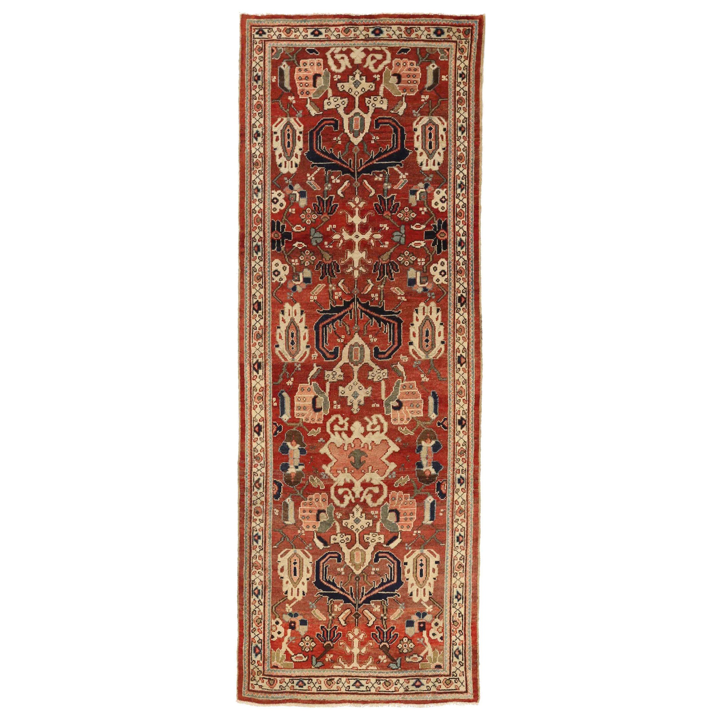 Persischer Meshkabad Kleiner Teppich - Wolle Elfenbein Rosa Rot Design - 75738