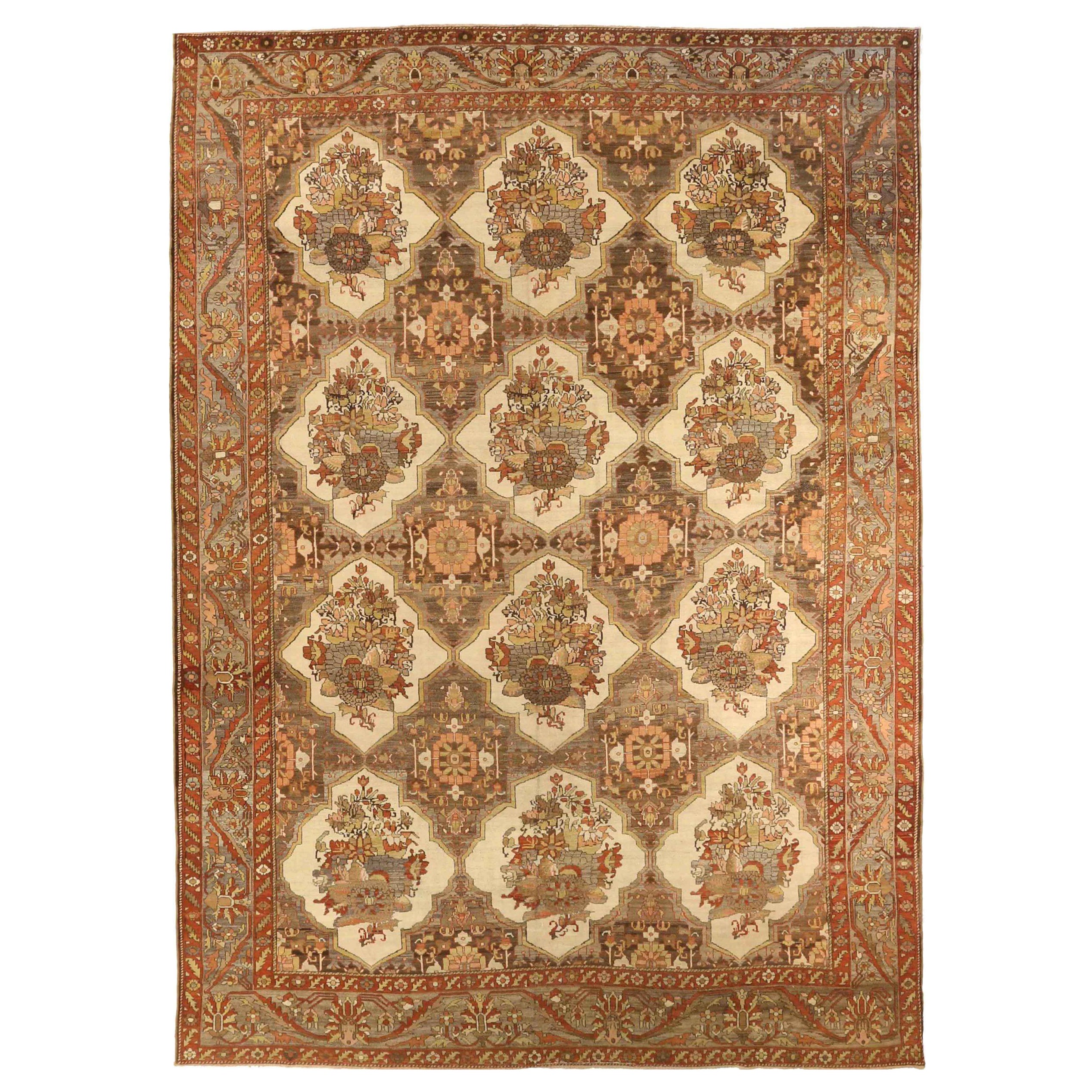 Tappeto persiano Bakhtiari - Lana Marrone Avorio Rosso - 75858