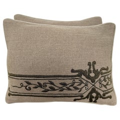Pair of Embroidered Linen Pillows
