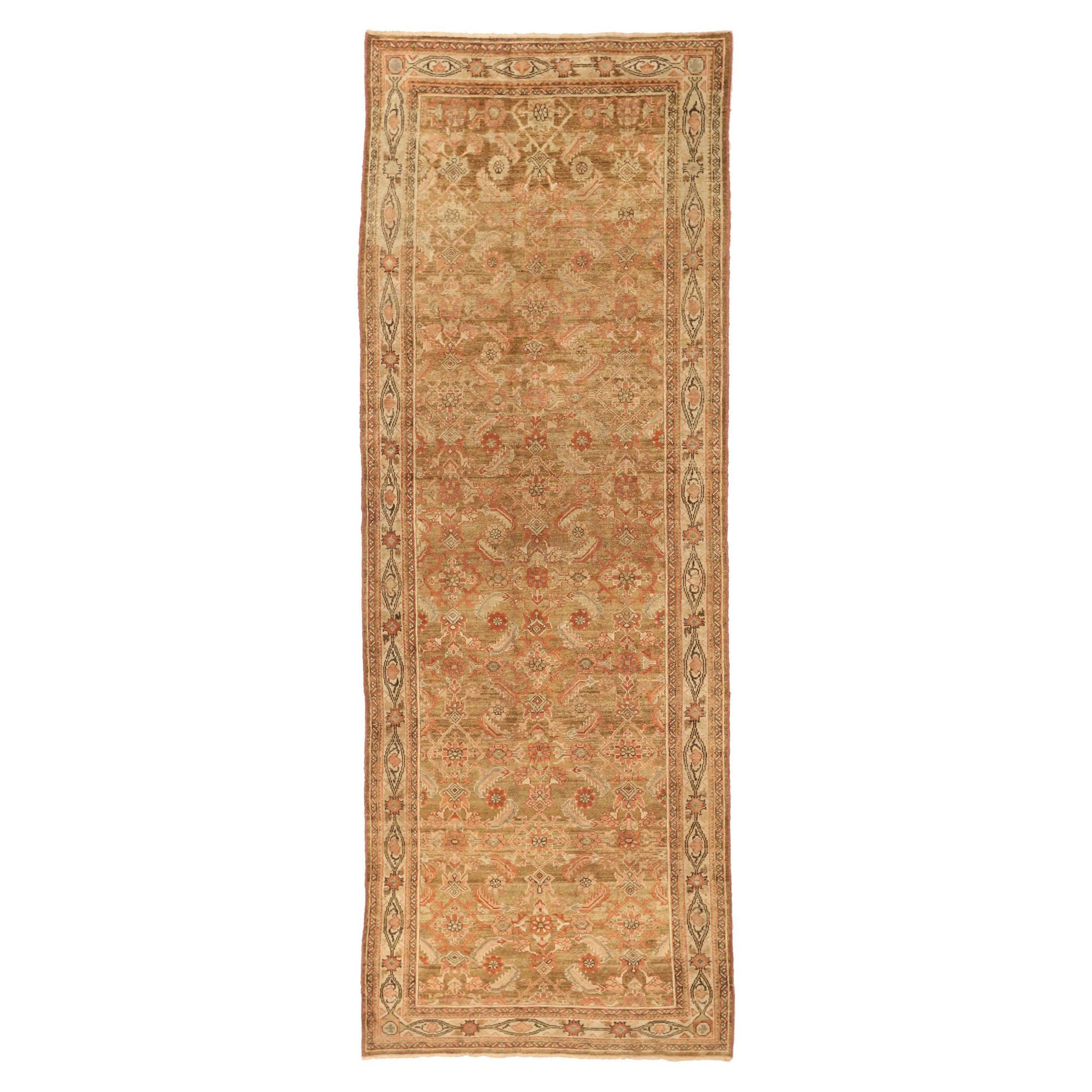 Persischer Malayer Läufer Teppich - Wolle Braun Elfenbein Rot Design - 75812