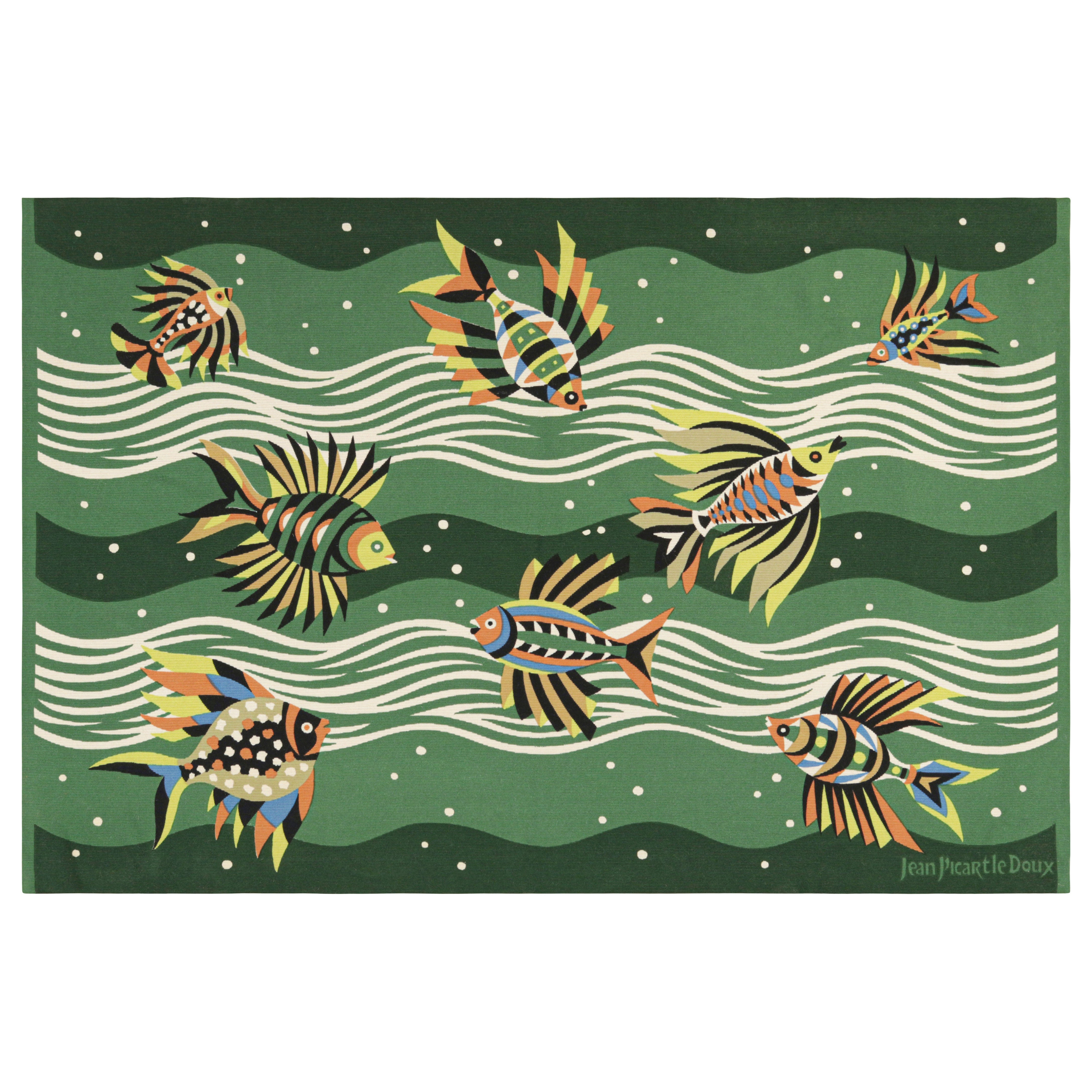 Antiquité signée Jean Picart le Doux Tapisserie picturale verte - Rug & Kilim en vente
