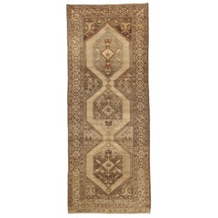 Tapis de course persan Kolyai - Laine Brown Ivory Taupe Design - 75765