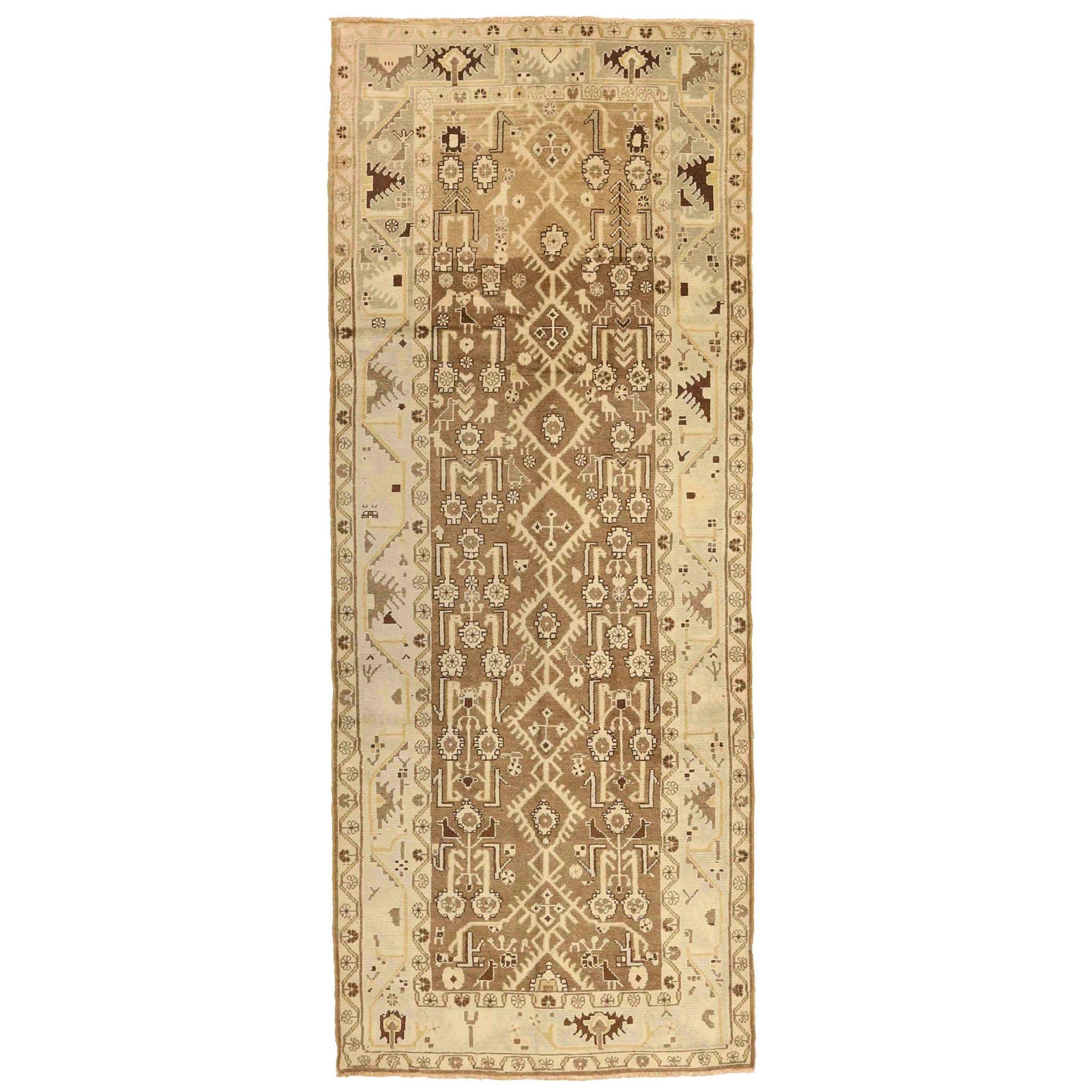 Persischer Malayer Kleiner Teppich - Wolle Braun Elfenbein Design - 75795