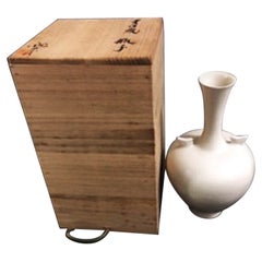 Japanische Kaiser Shōwa Mashiko-Ware Vase aus weiß glasiertem Porzellan, ca. 1980